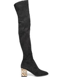 Burberry Suede Over The Knee Boots Black
