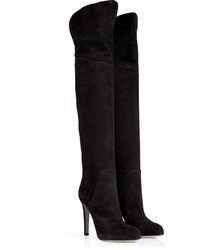 Sergio Rossi Suede Over The Knee Boots In Black
