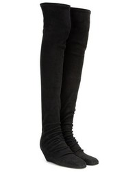 Rick Owens Suede Over The Knee Boots