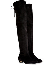 Vionnet Suede Over The Knee Flat Boots In Black