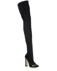 Dolce & Gabbana Suede Patent Leather Over The Knee Boots