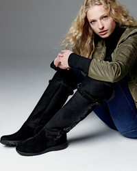 La Canadienne Tacey Suede Over The Knee Boot Black