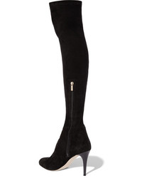 Jimmy Choo Toni 90 Stretch Suede Over The Knee Boots Black