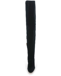 Sergio Rossi Virginia Stretch Suede Over The Knee Boot Black