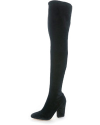 Sergio Rossi Virginia Stretch Suede Over The Knee Boot Black
