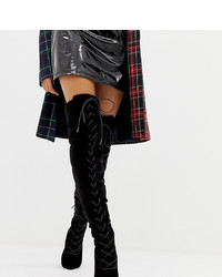 ASOS DESIGN X Laquan Smith Padded Over The Knee Heeled Boot In Velour