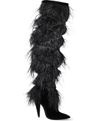 Saint Laurent Yeti Med Suede Over The Knee Boots
