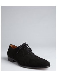 Mezlan Black Suede Giordano Lace Up U Wing Oxfords