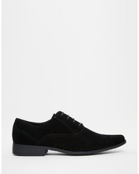 Asos Brand Oxford Shoes In Black Faux Suede