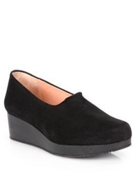 Robert Clergerie Suede Slip On Wedge Loafers