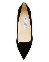Jimmy Choo Allure Suede Pointed Toe Loafer Pump Black