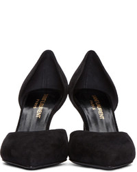 Saint Laurent Black Suede Paris Skinny Dorsay Heels