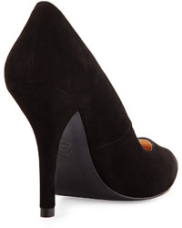 Neiman Marcus Clearly Suede Leather High Heel Pump Black