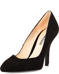 Neiman Marcus Clearly Suede Leather High Heel Pump Black
