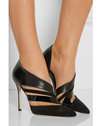Sergio Rossi Cutout Suede And Leather Pumps