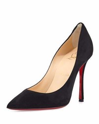 Christian Louboutin Decoltish Suede 100mm Red Sole Pump Black