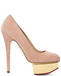 Charlotte Olympia Dolly Signature Court Island Suede Pumps In Black