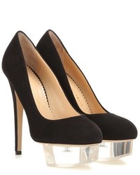 Charlotte Olympia Dolly Suede And Transparent Platform Pumps