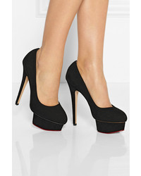 Charlotte Olympia Dolly Suede Pumps Black