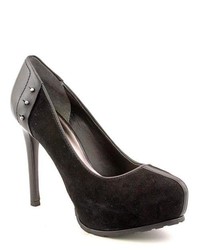 GUESS Gamira Black Suede Platforms Heels Shoes