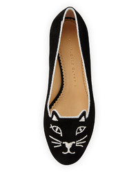 Charlotte Olympia Kitty Suede 35mm Pump Black