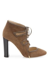 Jimmy Choo Latch 100 Suede Leather Lace Up Pumps