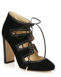 Jimmy Choo Latch 100 Suede Leather Lace Up Pumps