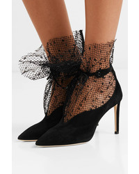 Jimmy Choo Leanne 85 Suede And Embroidered Mesh Pumps