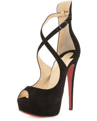 Christian Louboutin Marlenalta Suede 150mm Red Sole Pump Black
