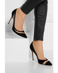 Gianvito Rossi Mesh Paneled Suede Pumps