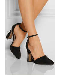Marni Metal Trimmed Suede Mary Jane Pumps