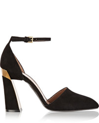 Marni Metal Trimmed Suede Mary Jane Pumps