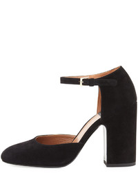 Laurence Dacade Mindy Suede Dorsay Ankle Wrap Pump Black