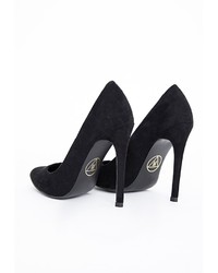 Missguided Isabel Pointed Stiletto Court Heels Black Faux Suede