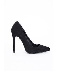 Missguided Isabel Pointed Stiletto Court Heels Black Faux Suede