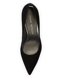 Stuart Weitzman Nouveau Suede Pointed Toe Pump Black