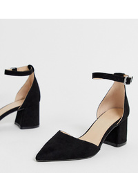 Simply Be Wide Fit Pointed Block Heel Shoe With In Black