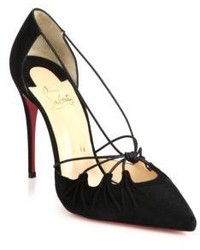 Christian Louboutin Riri Sue Leather Knot Suede Pumps