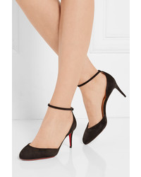 Christian Louboutin Rounditown 70 Suede Pumps Black