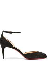 Christian Louboutin Rounditown 70 Suede Pumps Black