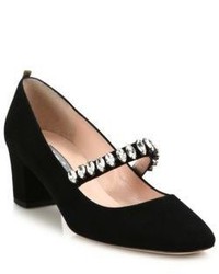 Sarah Jessica Parker Sjp By Dazzle Crystal Suede Mary Jane Pumps