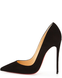 Christian Louboutin So Kate Suede Red Sole Pump Black