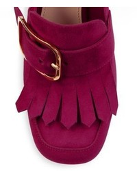 Prada Suede Kiltie Loafer Pumps