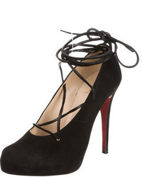 Christian Louboutin Suede Lace Up Pumps