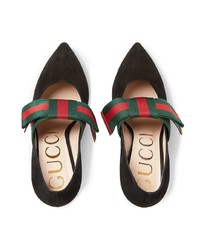 Gucci Suede Pumps With Removable Web Bow