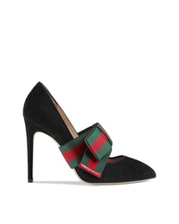 Gucci Suede Pumps With Removable Web Bow