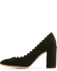 Chloé Suede Pumps With Scalloped Trim