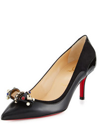 Christian Louboutin Tudorchic Jeweled Bow 70mm Red Sole Pump Black