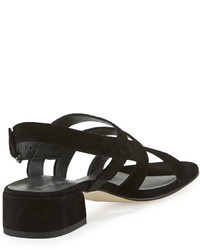 Stuart Weitzman Barrio Suede Slingback Sandal Black