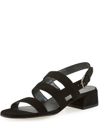 Stuart Weitzman Barrio Suede Slingback Sandal Black